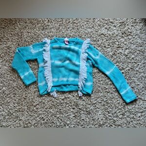 Design History Girls Turquoise Knit Fringe Sweater Size M